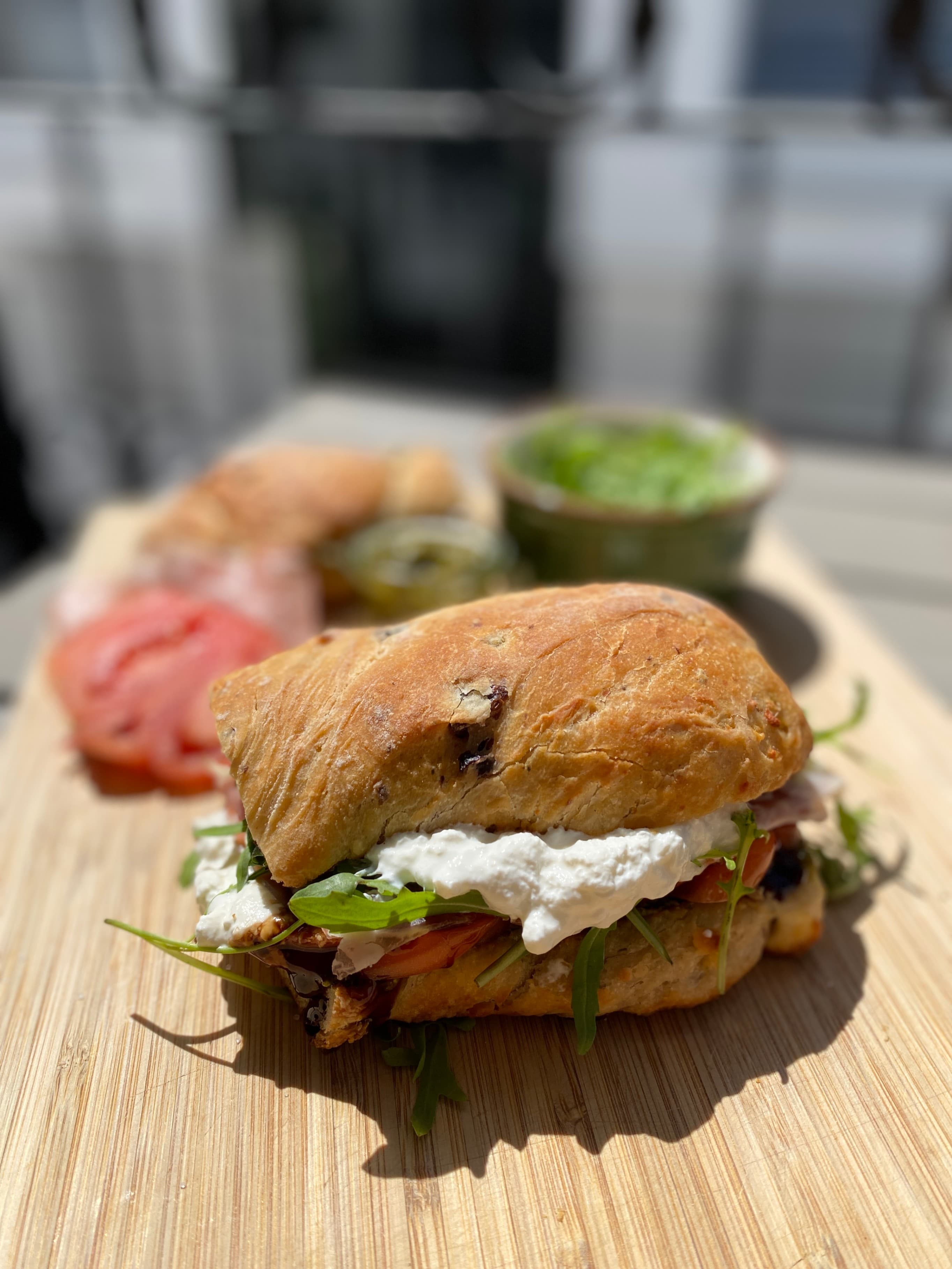 Grilled Ciabatta Prosciutto Burrata Sandwich Recipe Image