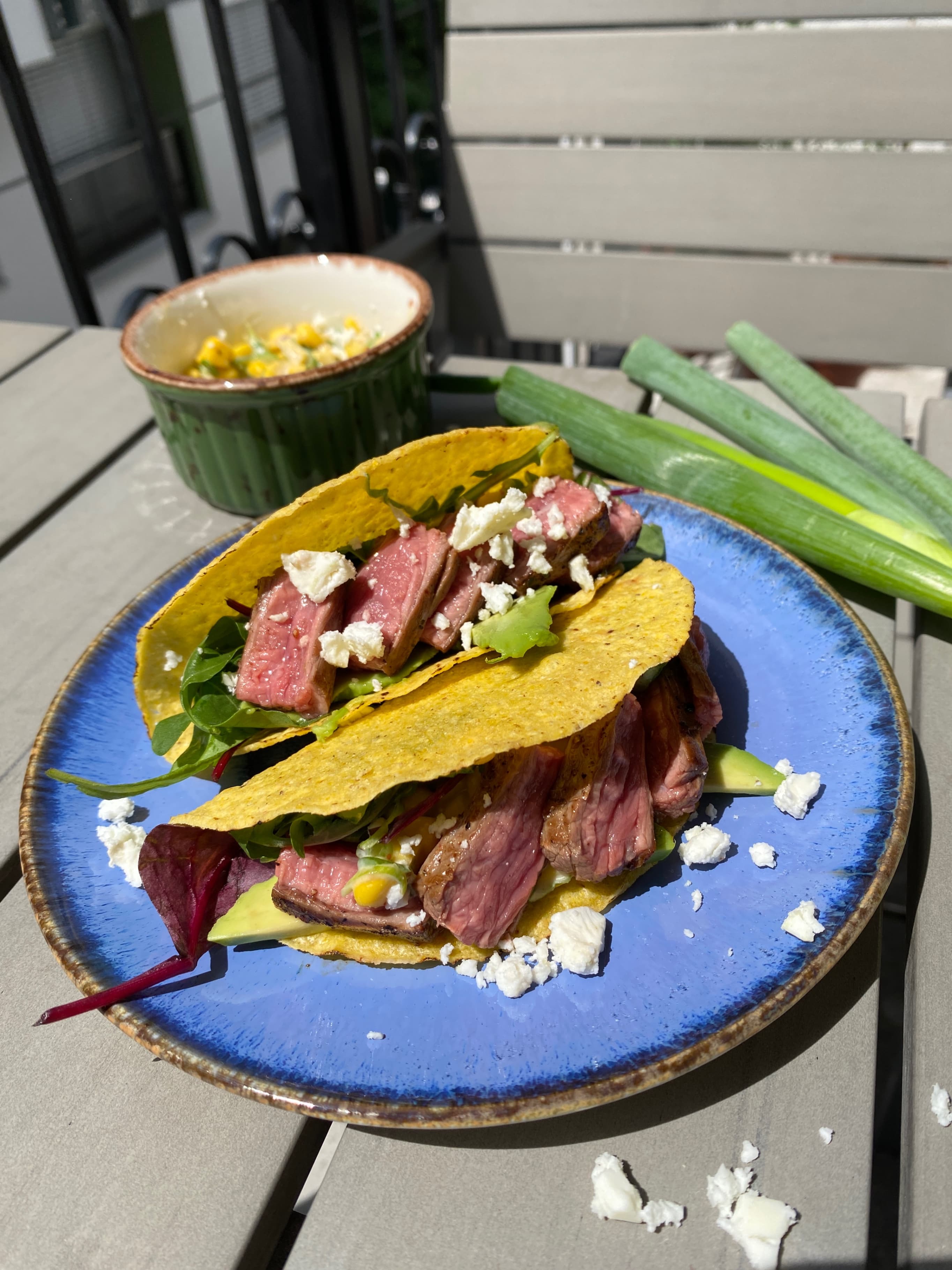 Beef Tacos with Street Corn and Avocado Recipe Image