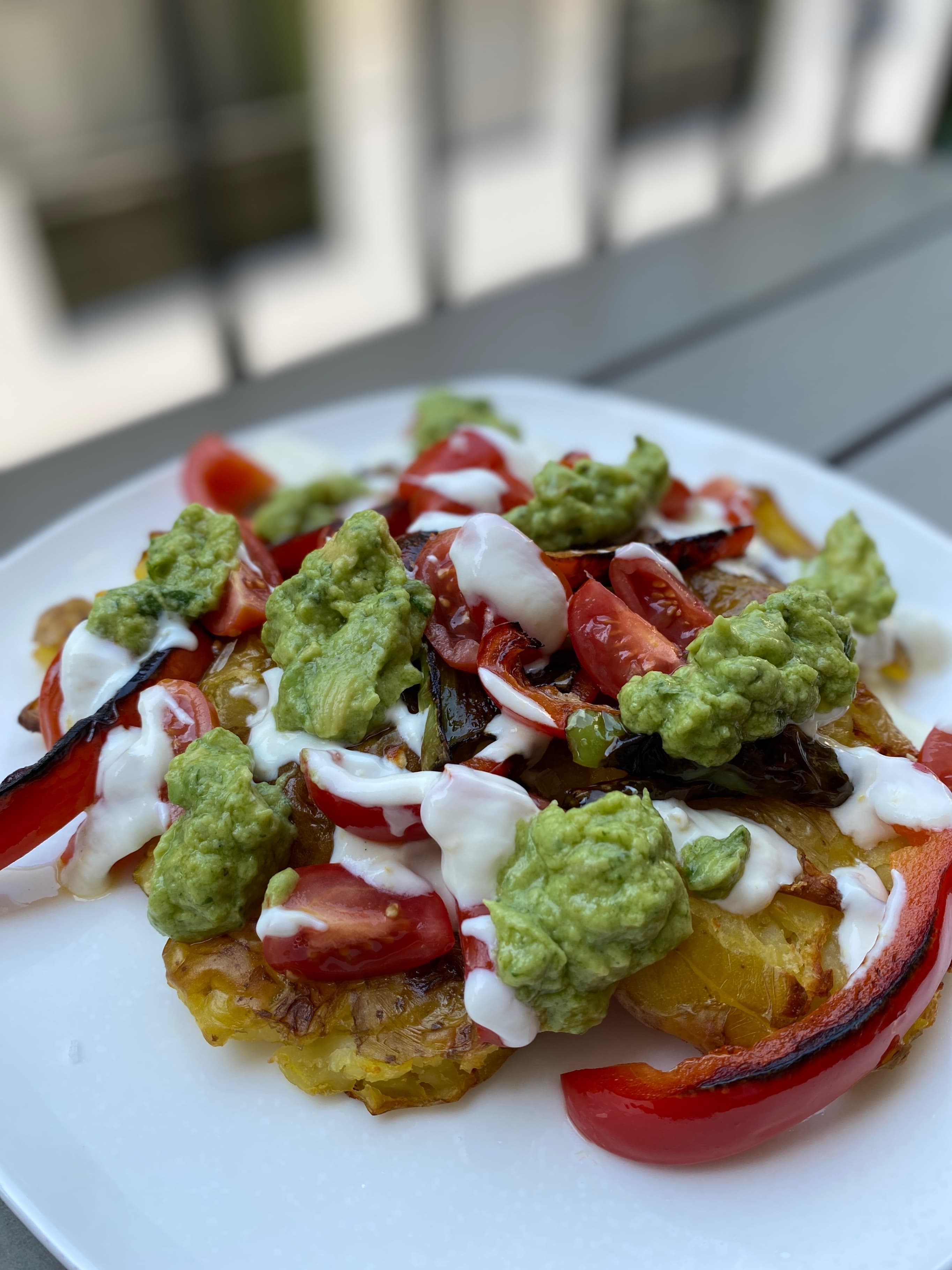 Crispy Smashed Potato Salad with Avocado Mousse Recipe Image