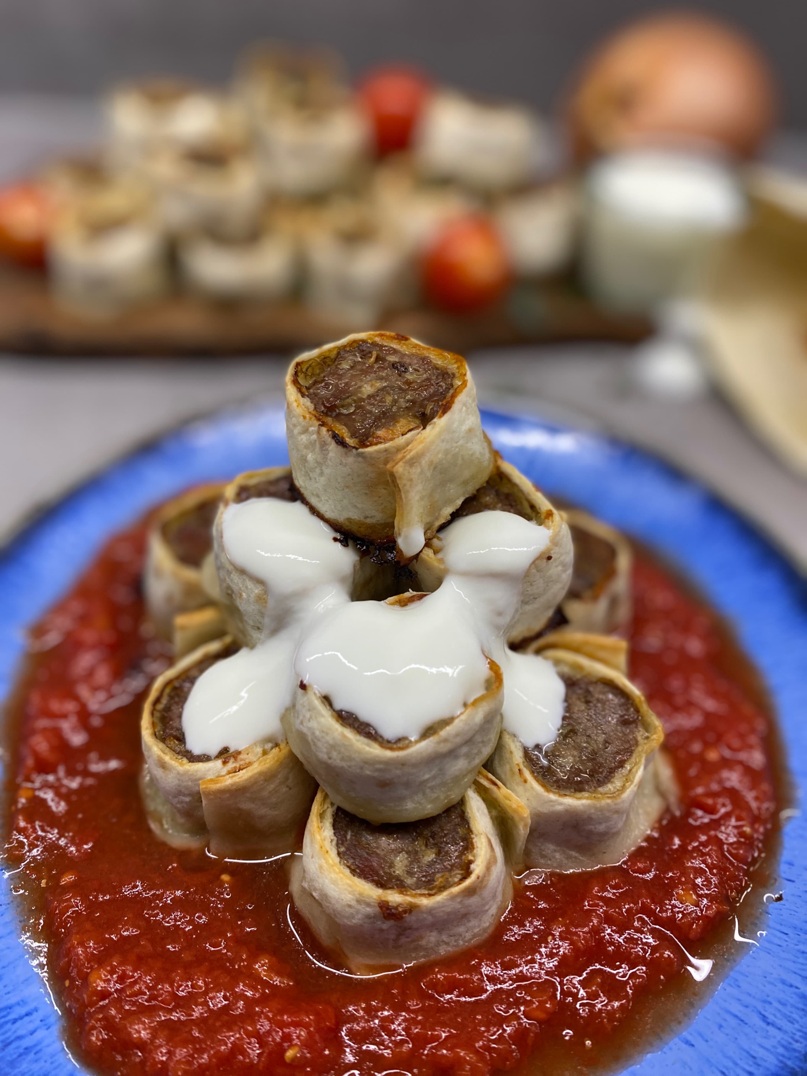 Beyti Kebab with Tomato Sauce and Yogurt Rocely Recipe