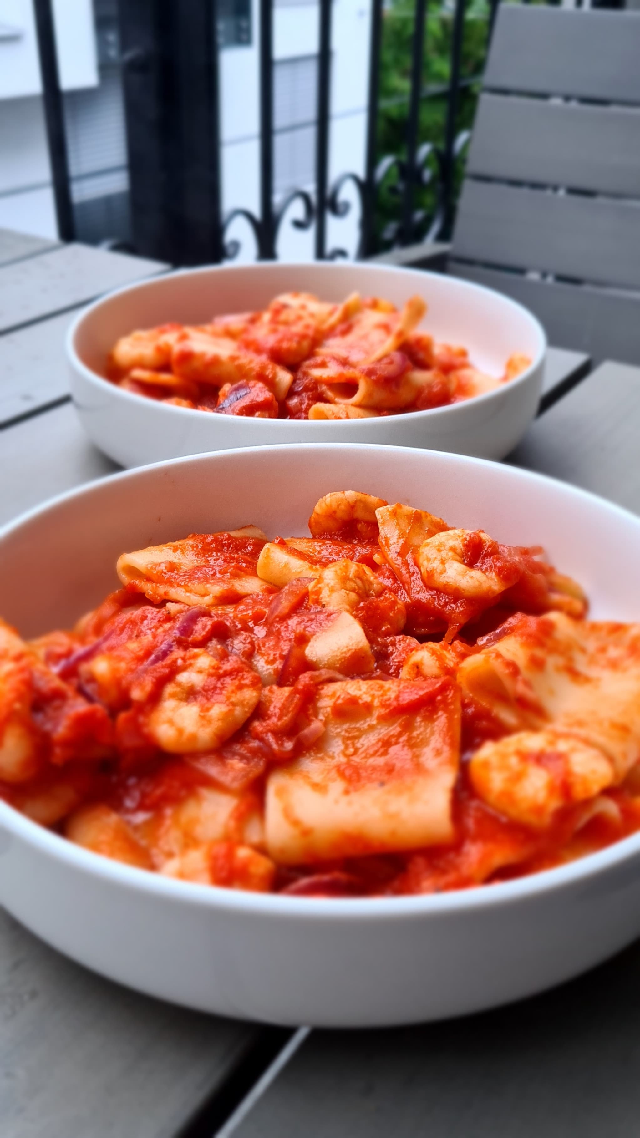 Paccheri with Shrimps and Tomato Sauce Recipe Image