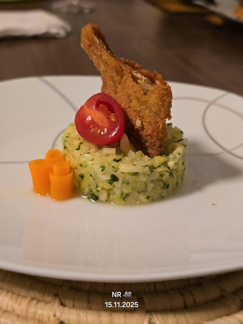 Refreshing Zucchini Tartare with Mint and Lemon, garnished with crispy Zucchini Peels Rocely Recipe