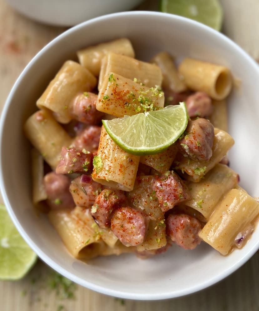 Receta de Rocely de Pasta con Salsiccia y Crema Cítrica