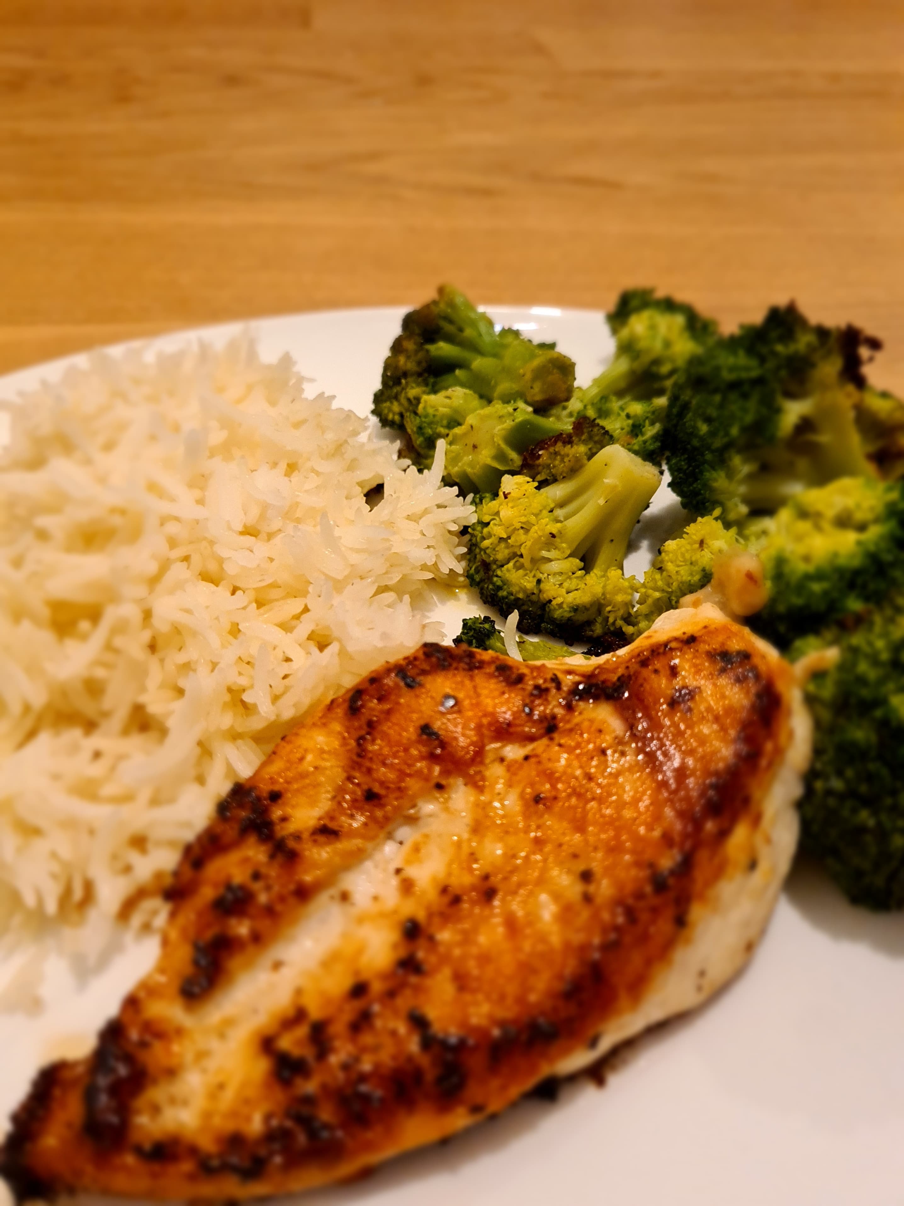 Seared Chicken Breast with Pan-Fried Broccoli and Rice Recipe Image