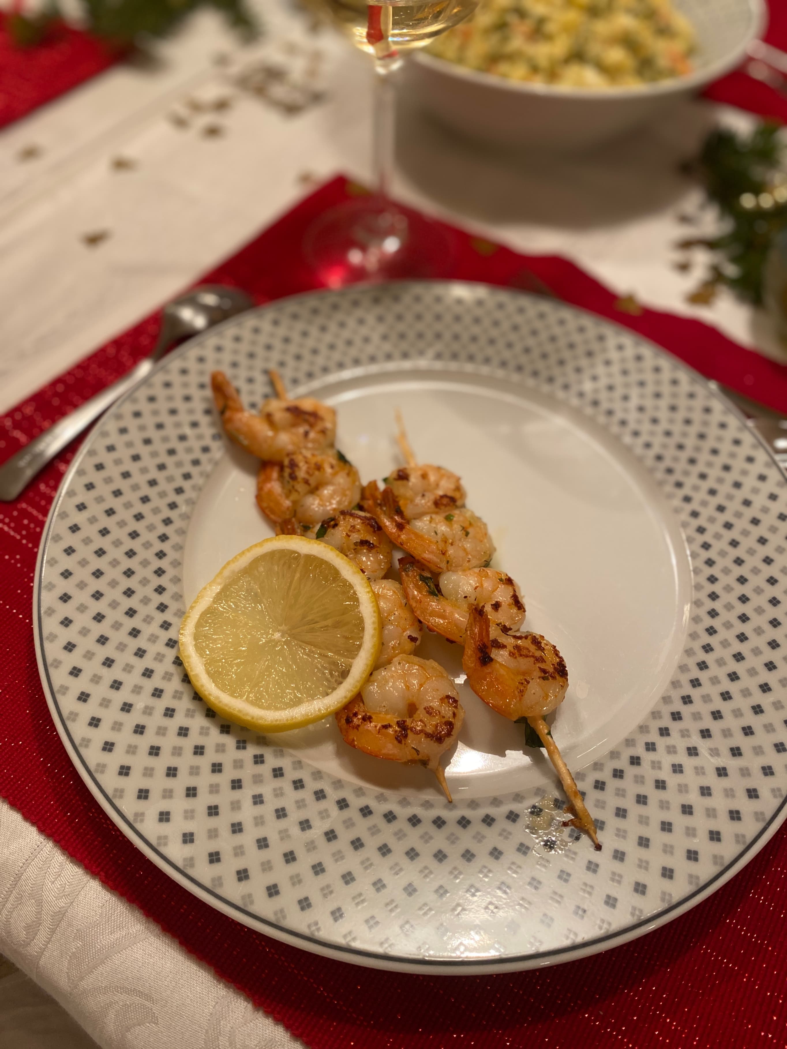 Pan-Fried Shrimp Skewers with Garlic &amp; Peperoncino Rocely Recipe