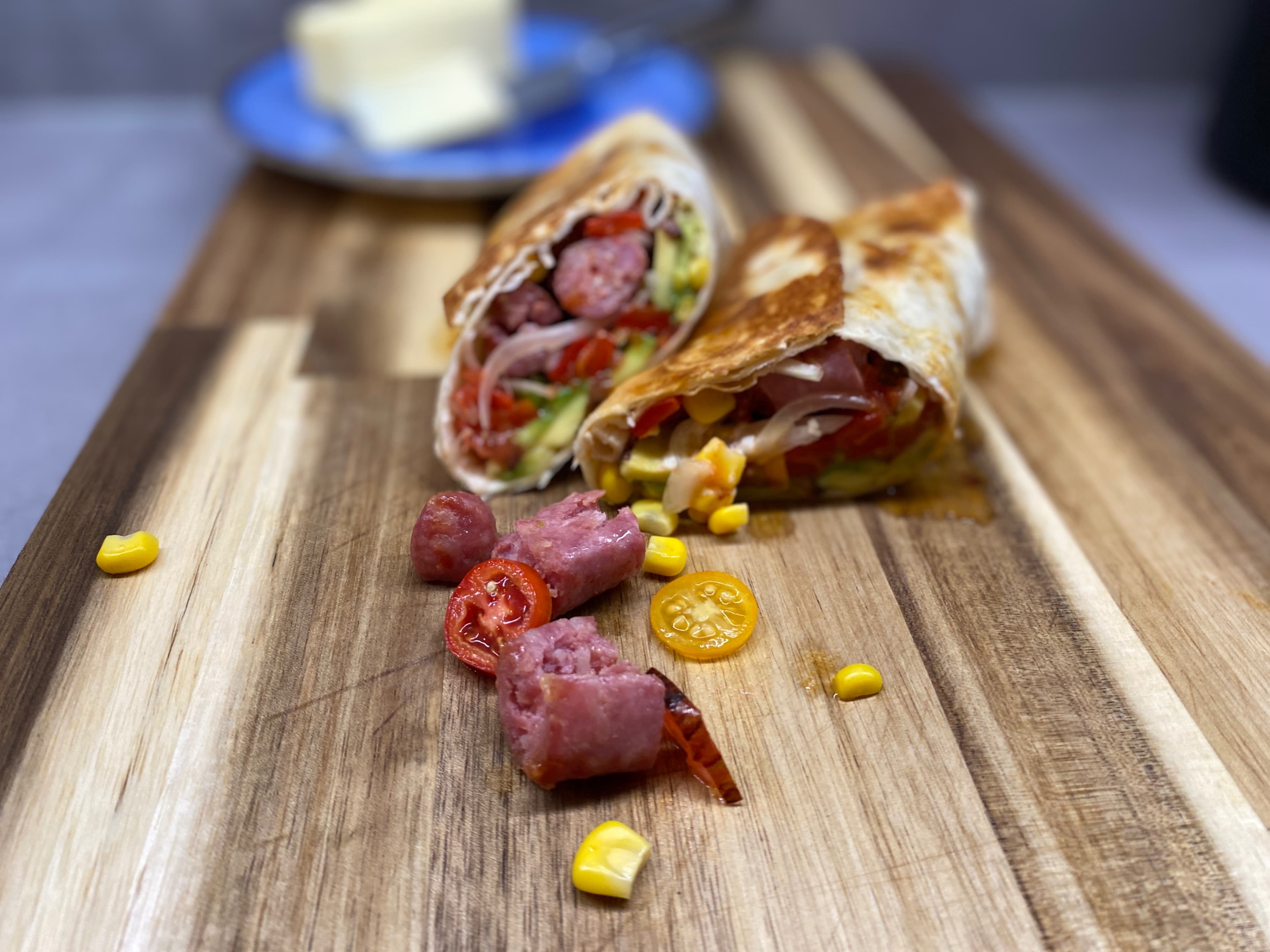 Hearty Salsiccia & Grilled Pepper Burritos with Zesty Sriracha Mayo Recipe Image