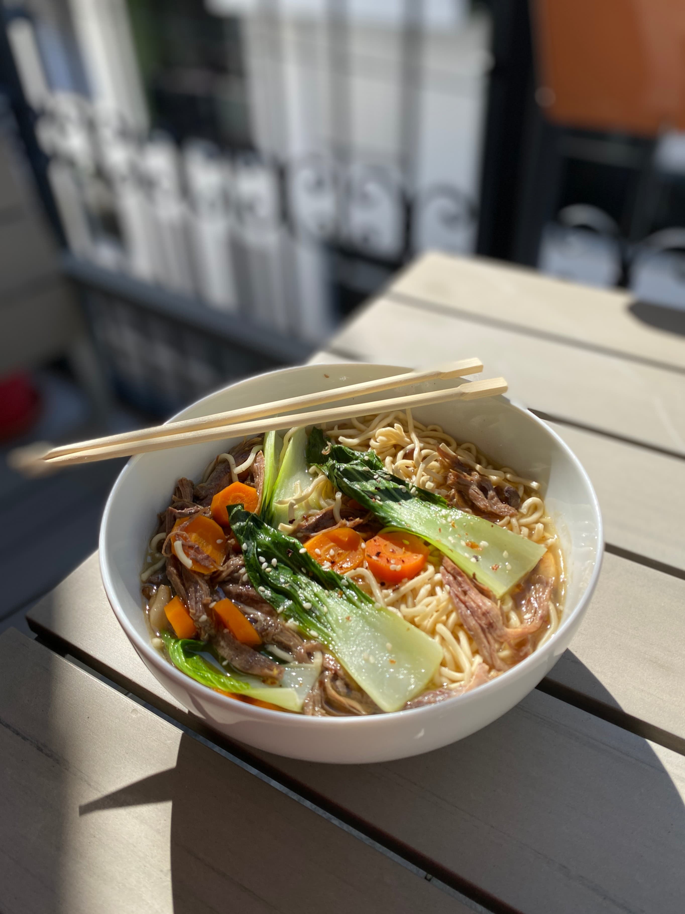 Ramen with Bok Choy and Pulled Beef Recipe Image