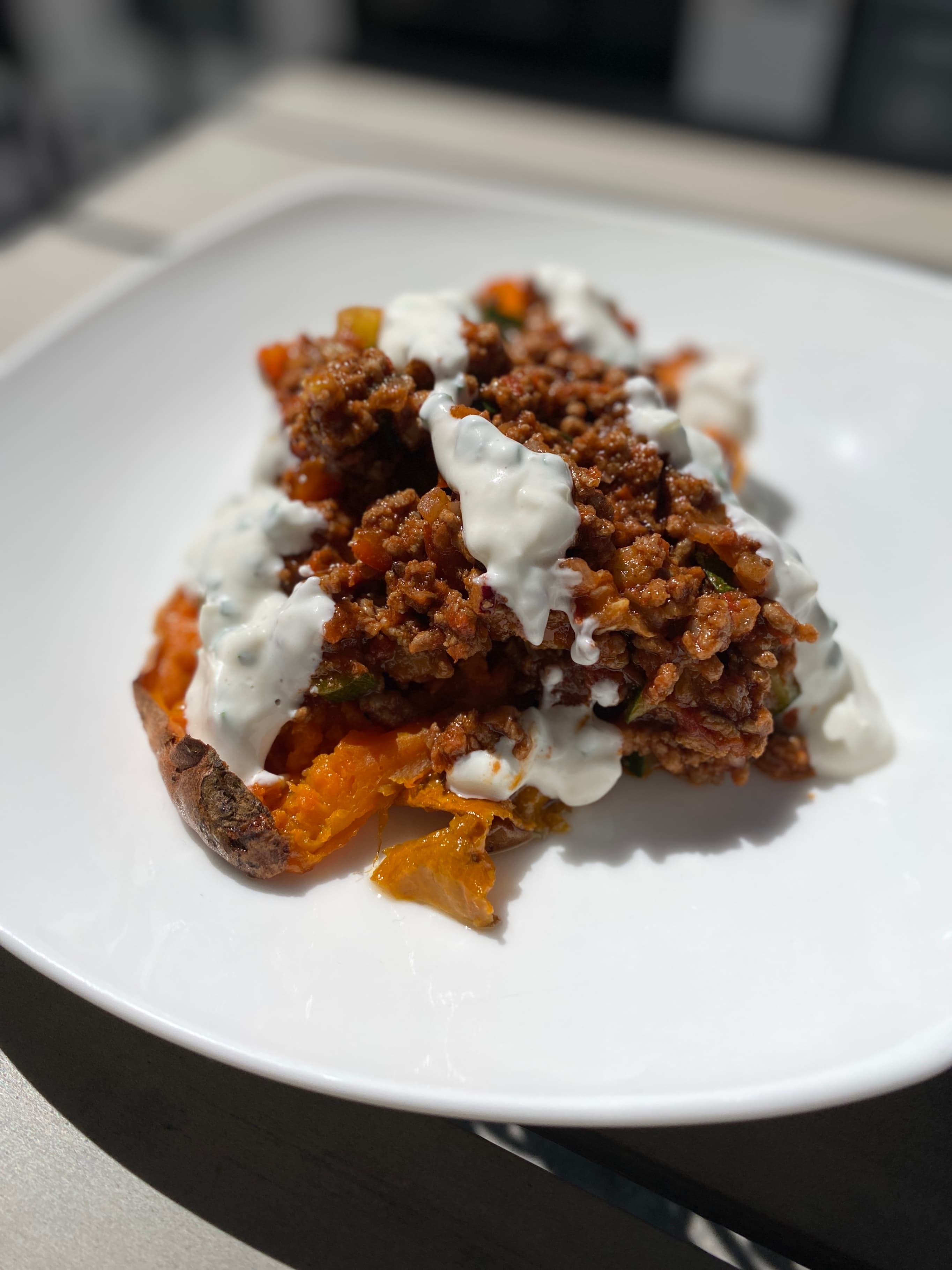 Stuffed Sweet Potatoes with Herb Sauce Recipe Image