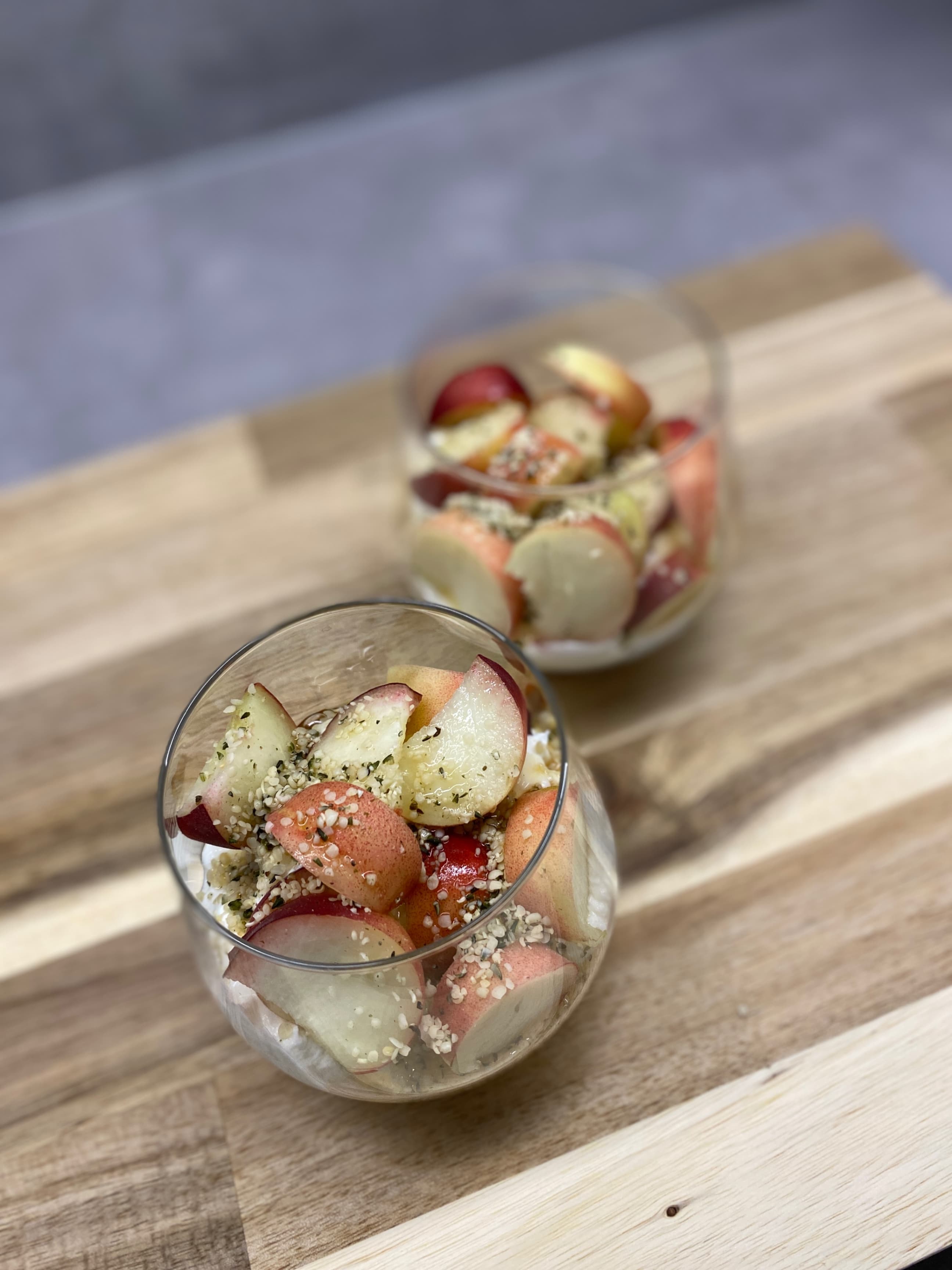 Quick & Healthy Peach Yogurt Snack with Hemp Seeds Recipe Image
