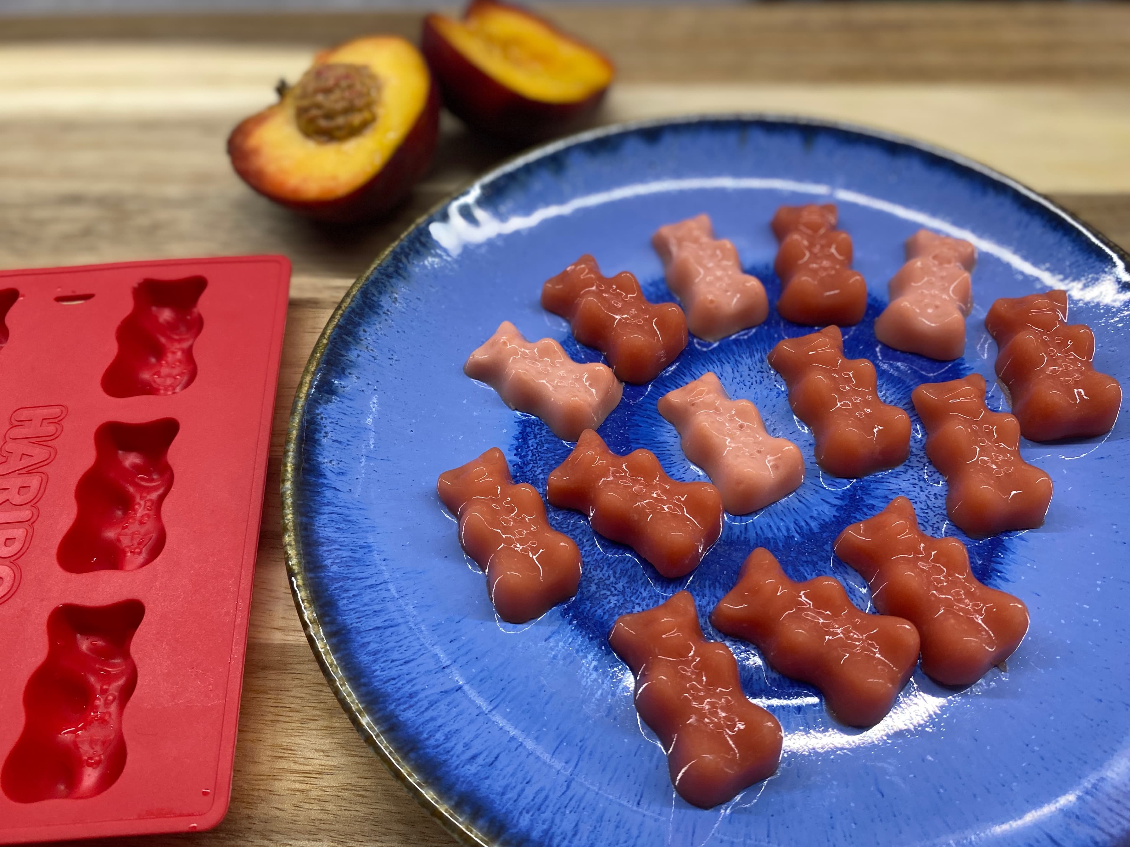 Homemade High-Protein Watermelon & Peach Gummy Bears Recipe Image
