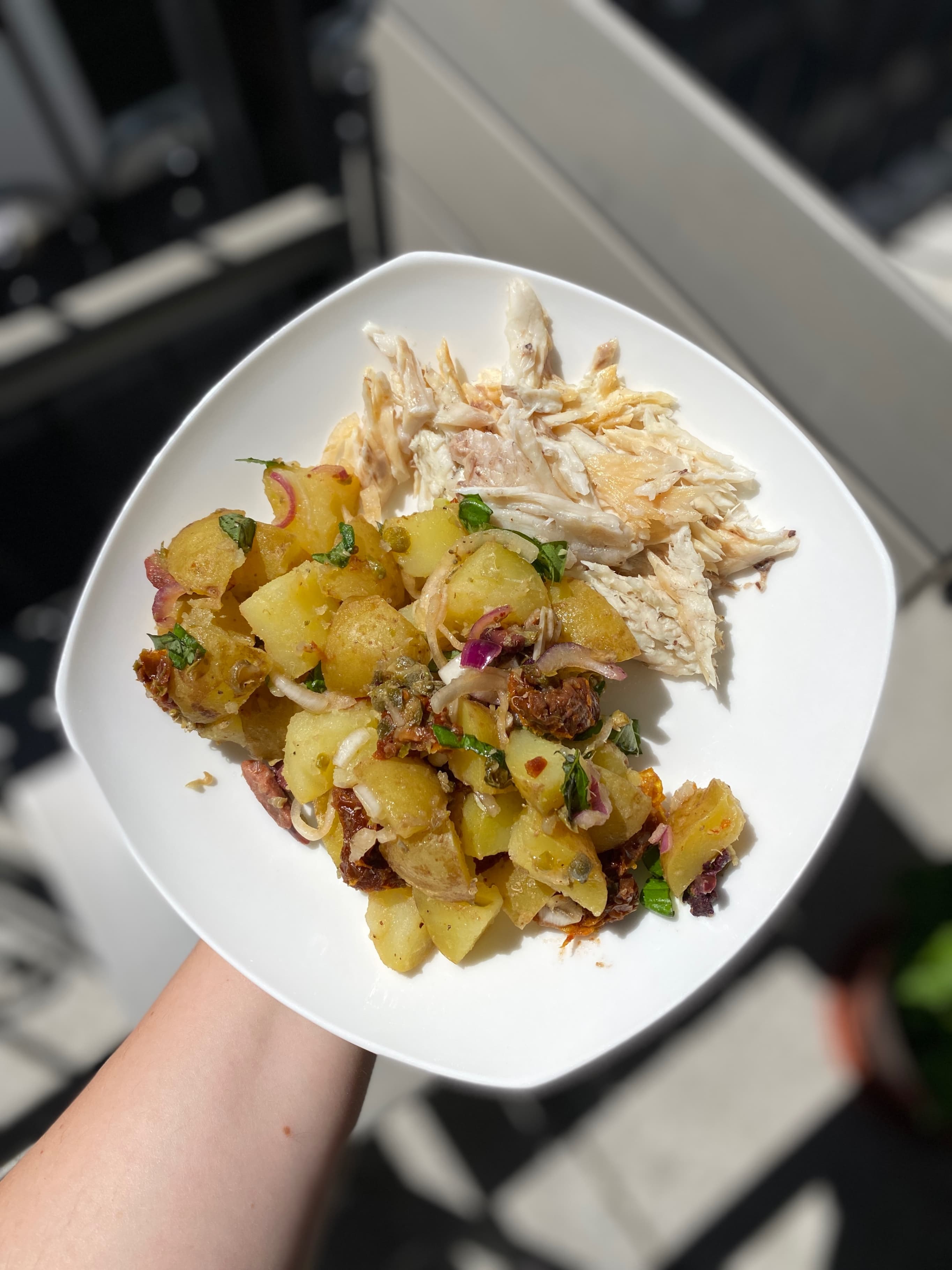 Mediterranean Potato Salad with Sun-Dried Tomatoes and Apricot Vinegar Recipe Image