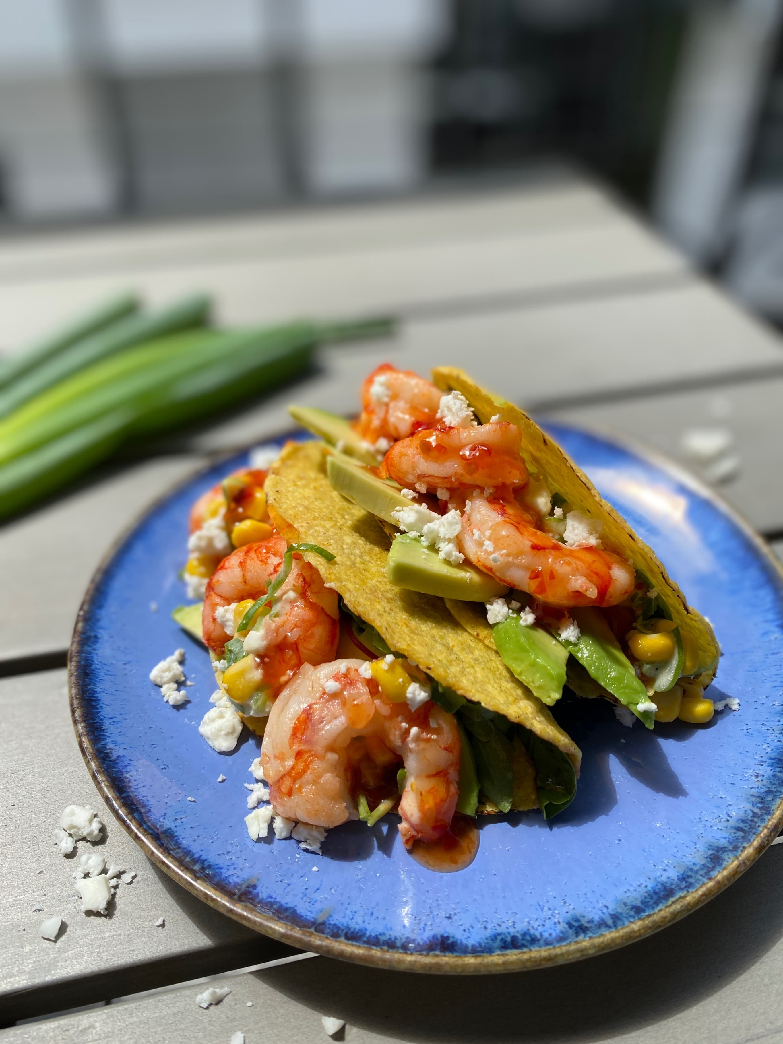 Shrimp Tacos with Street Corn and Sweet Chili Sauce Recipe Image