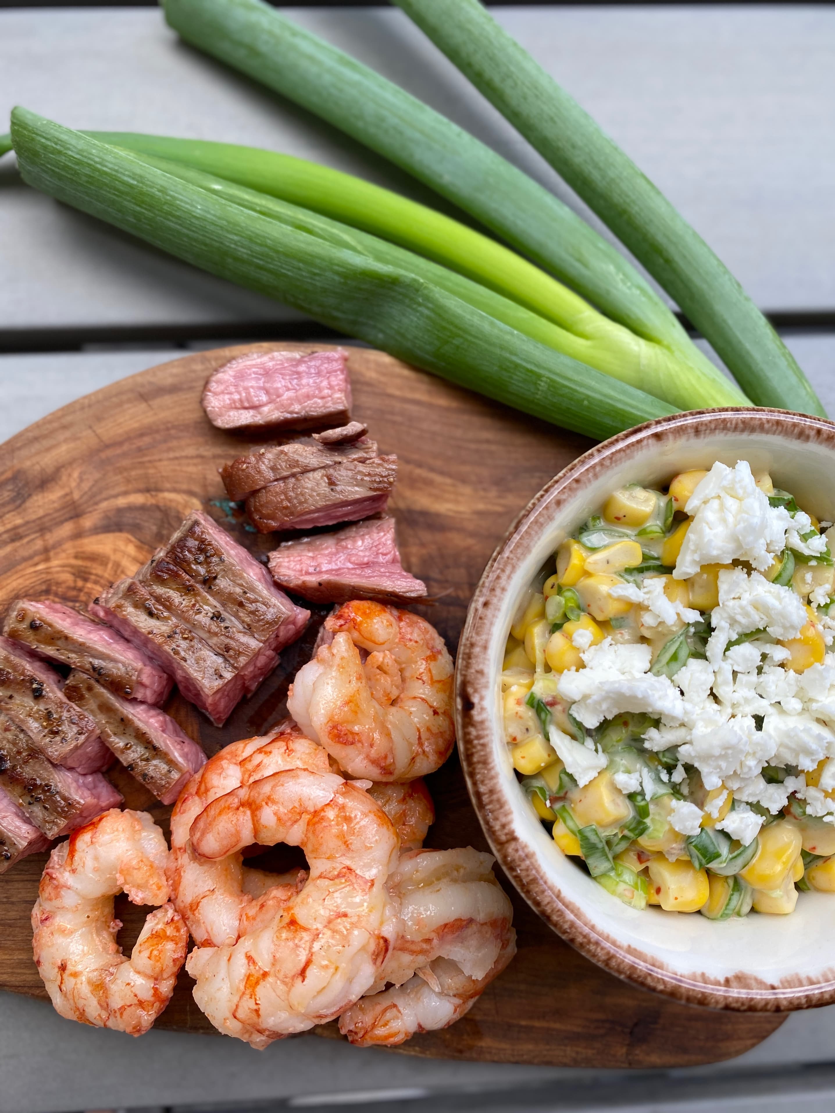 Surf and Turf Tacos with Avocado and Mixed Salad Recipe Image