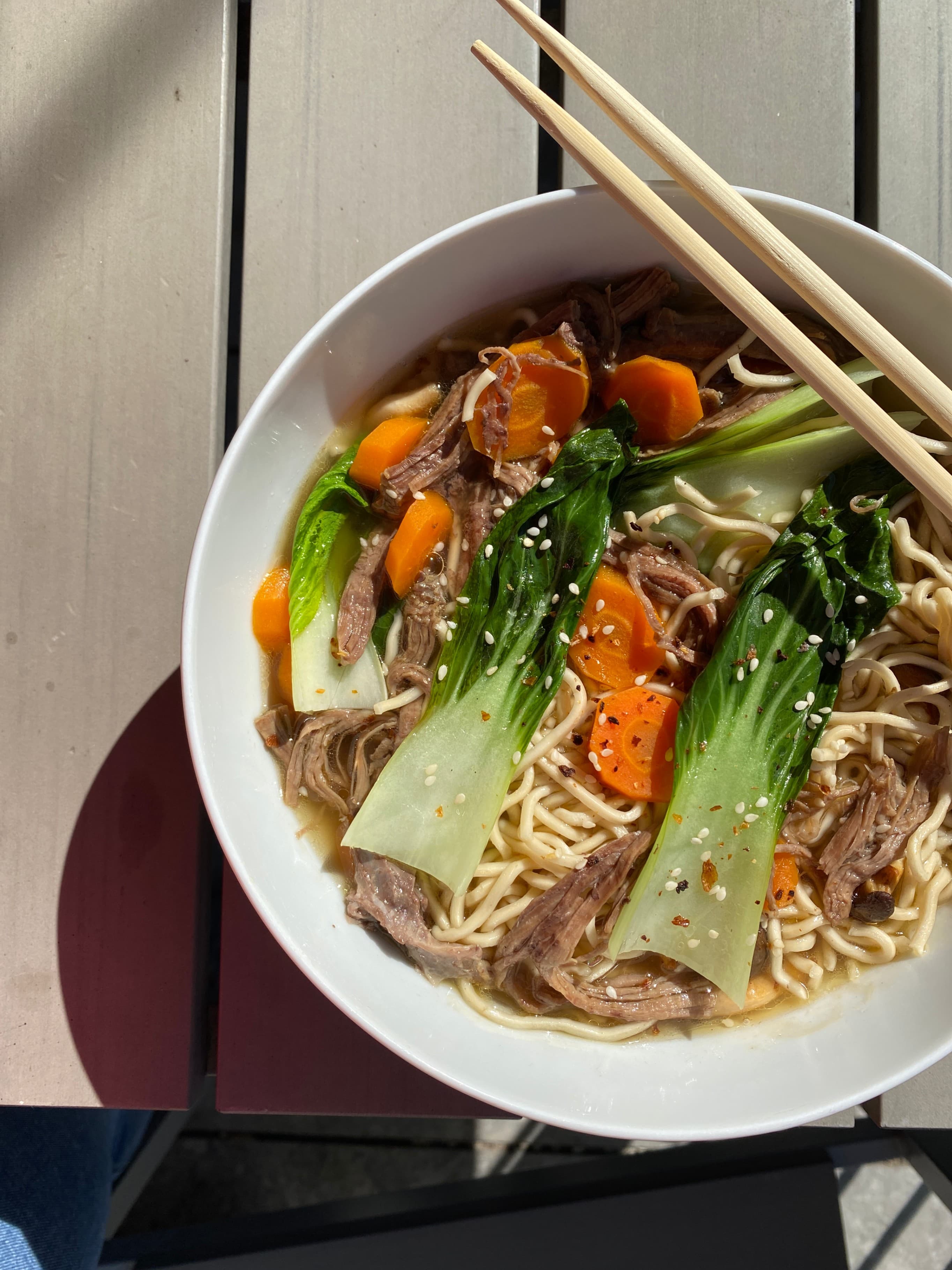 Ramen with Bok Choy and Pulled Beef Recipe Image
