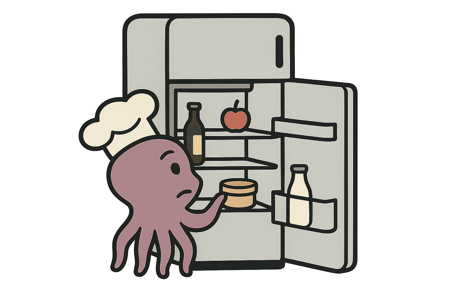 Rocely MealMatcher Hero Image with its Octopus Mascot holding a Clock
