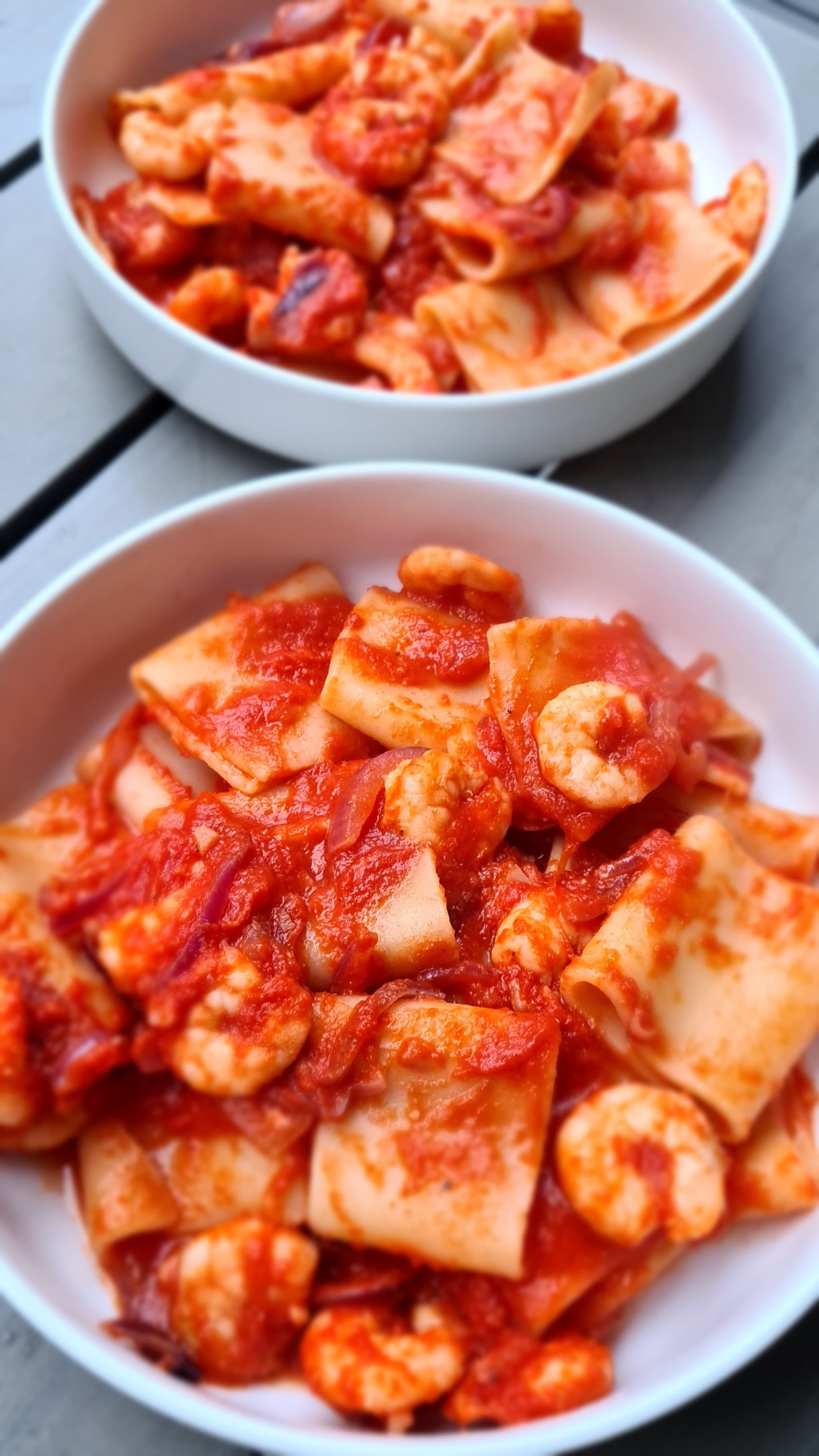 Paccheri with Shrimps and Tomato Sauce Recipe Image