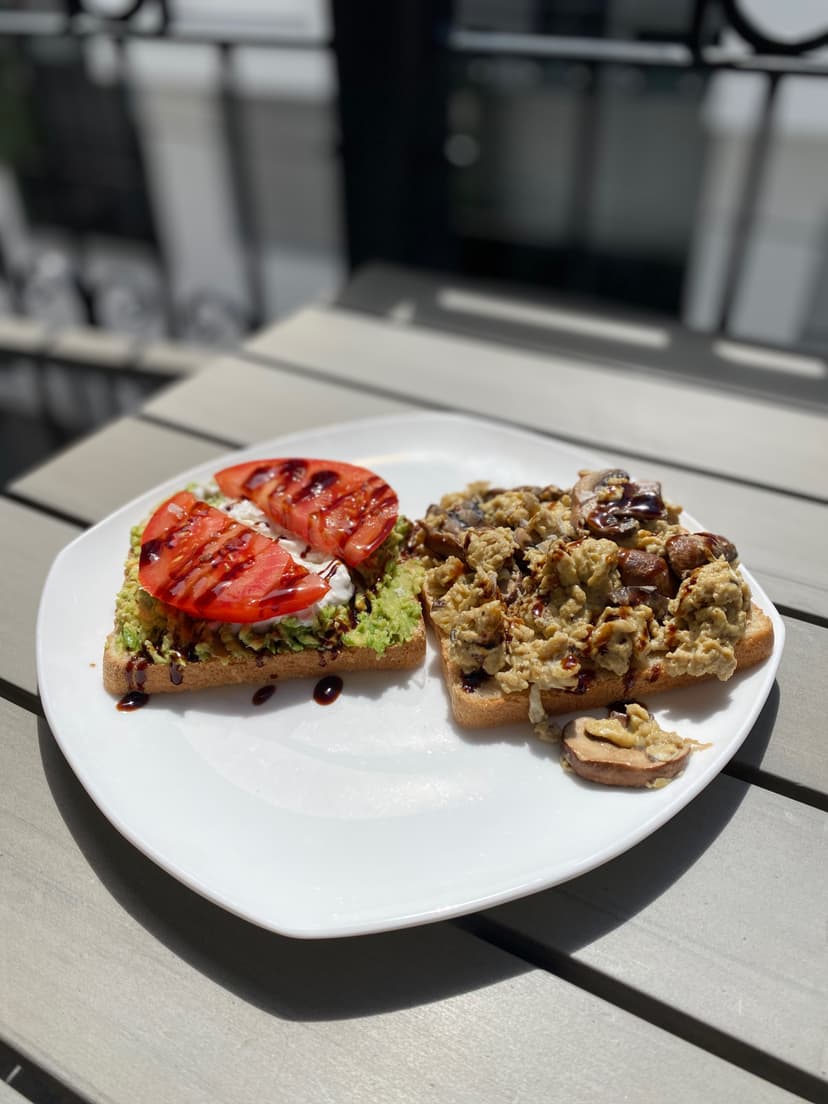 Avocado Toast with Scrambled Eggs and Mushrooms Rocely Recipe