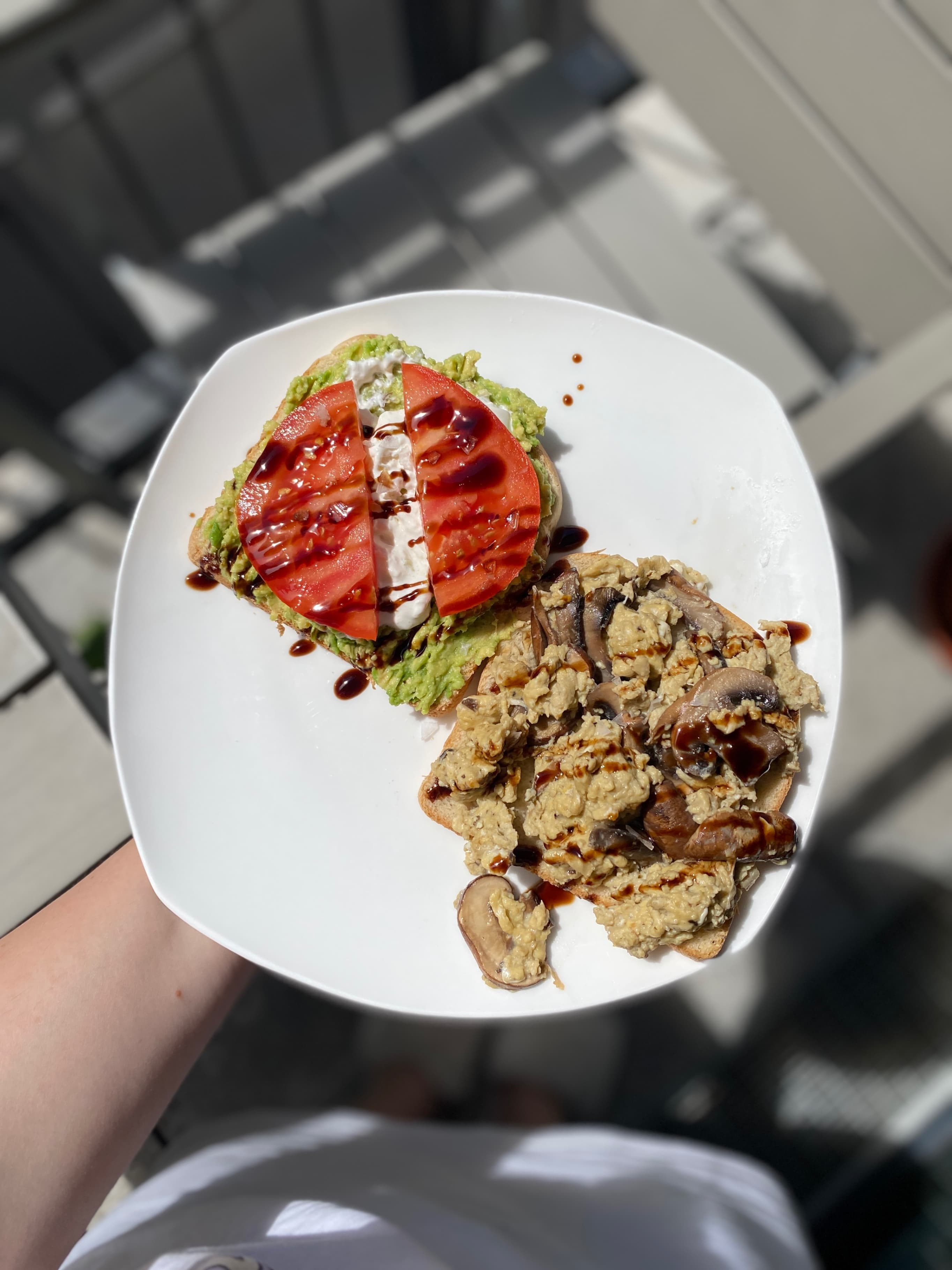 Avocado Toast with Scrambled Eggs and Mushrooms Recipe Image