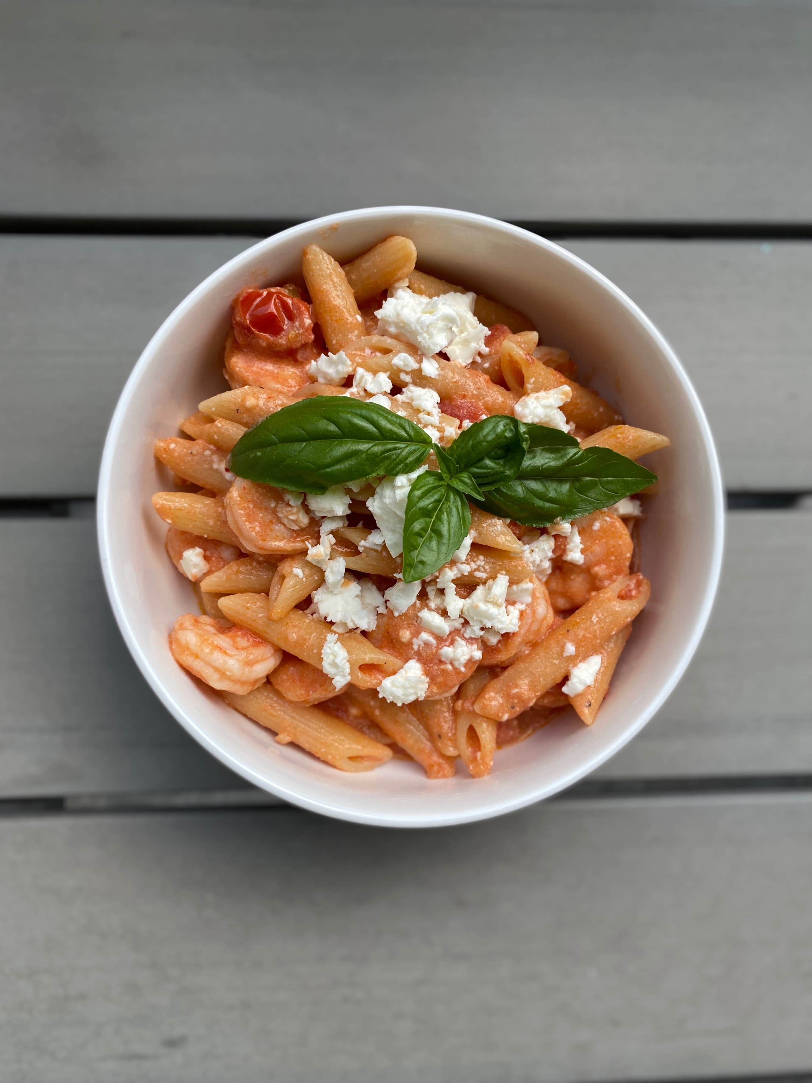 Shrimp Pasta with Feta Tomato Sauce Recipe Image