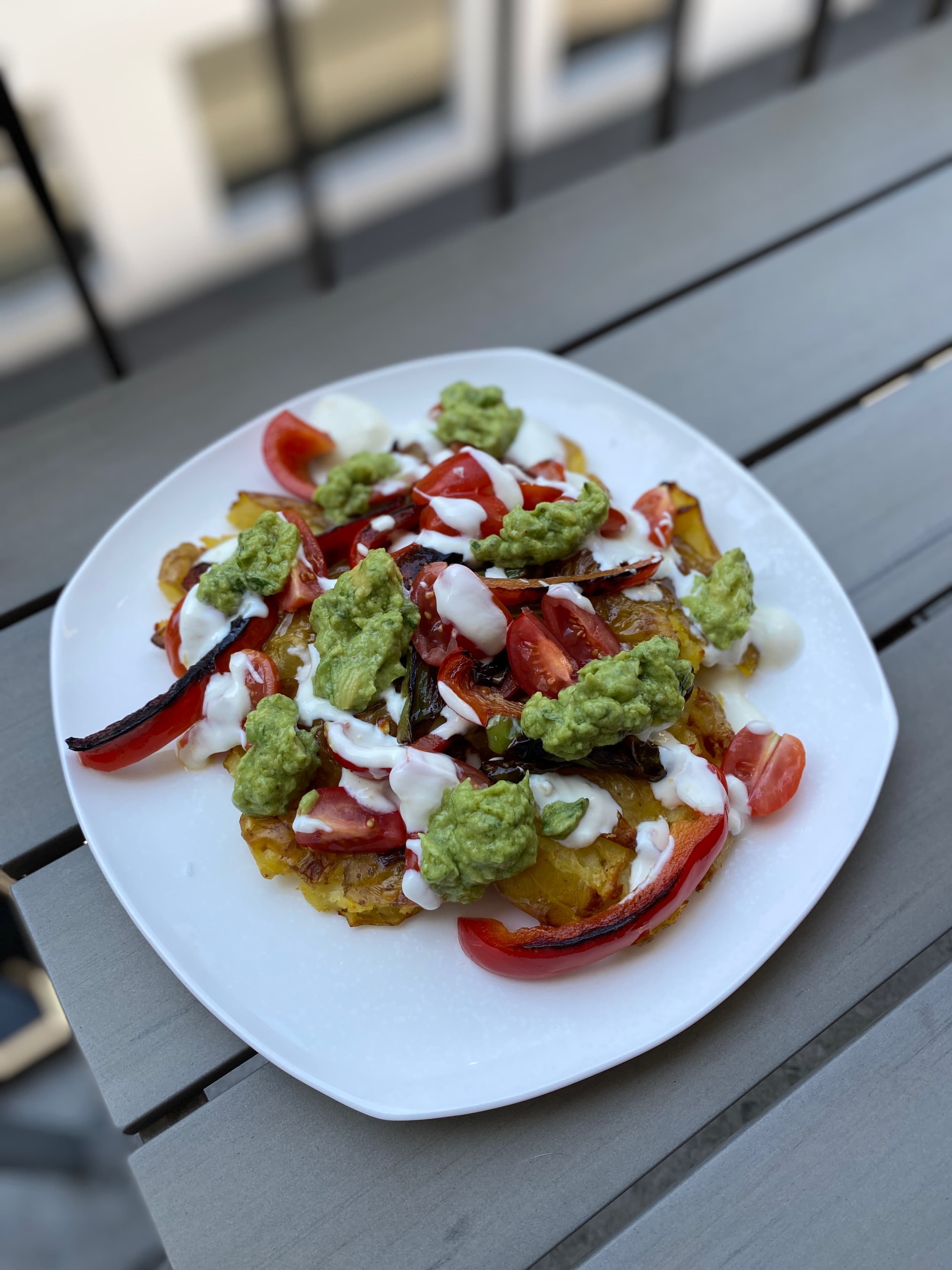 Crispy Smashed Potato Salad with Avocado Mousse Recipe Image