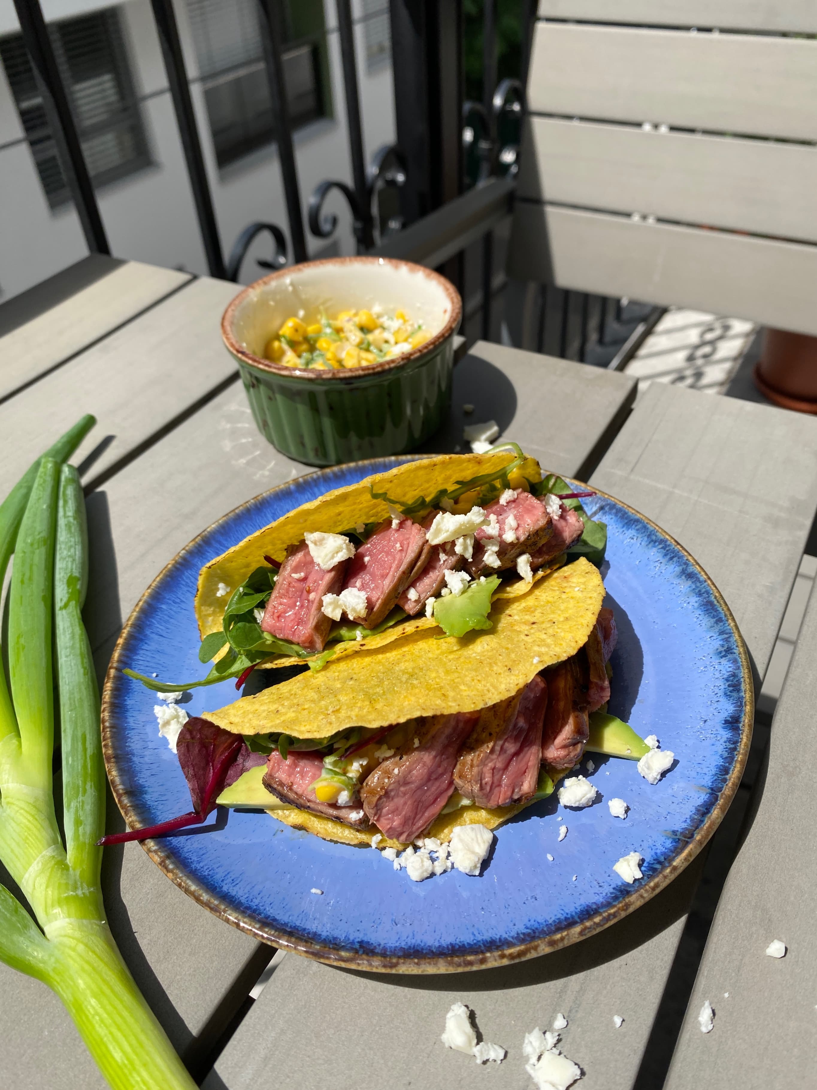 Beef Tacos with Street Corn and Avocado Recipe Image